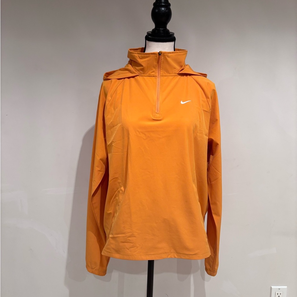 Nike Bright Orange Half-Zip Jacket Dri-Fit Running Top with Pockets Spring